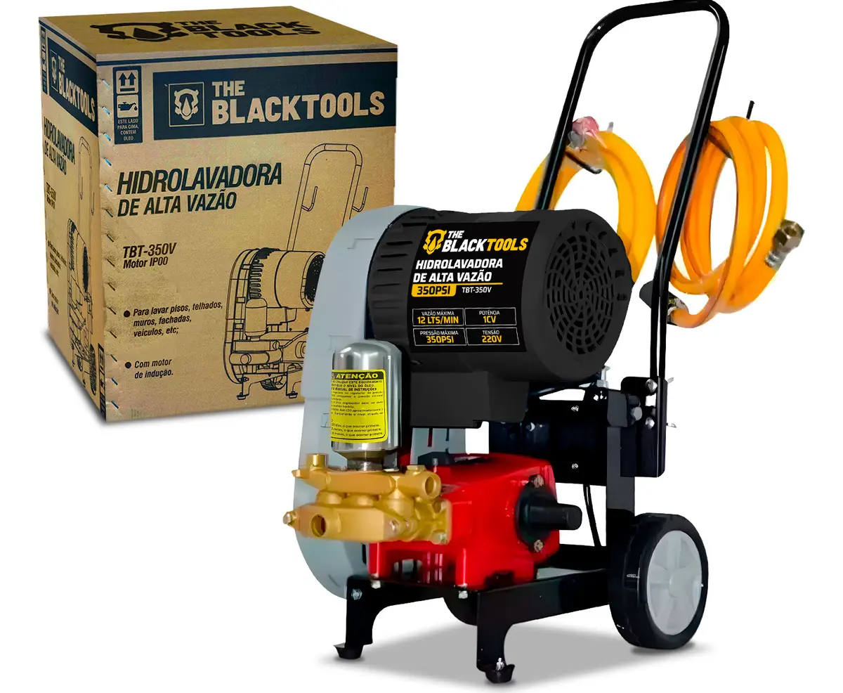 Lavadora De Alta Pressão Equipado Motor 1hp 350 Libras Monofásico Tbt-350v The Black Tools - Bivolt 110V/220V